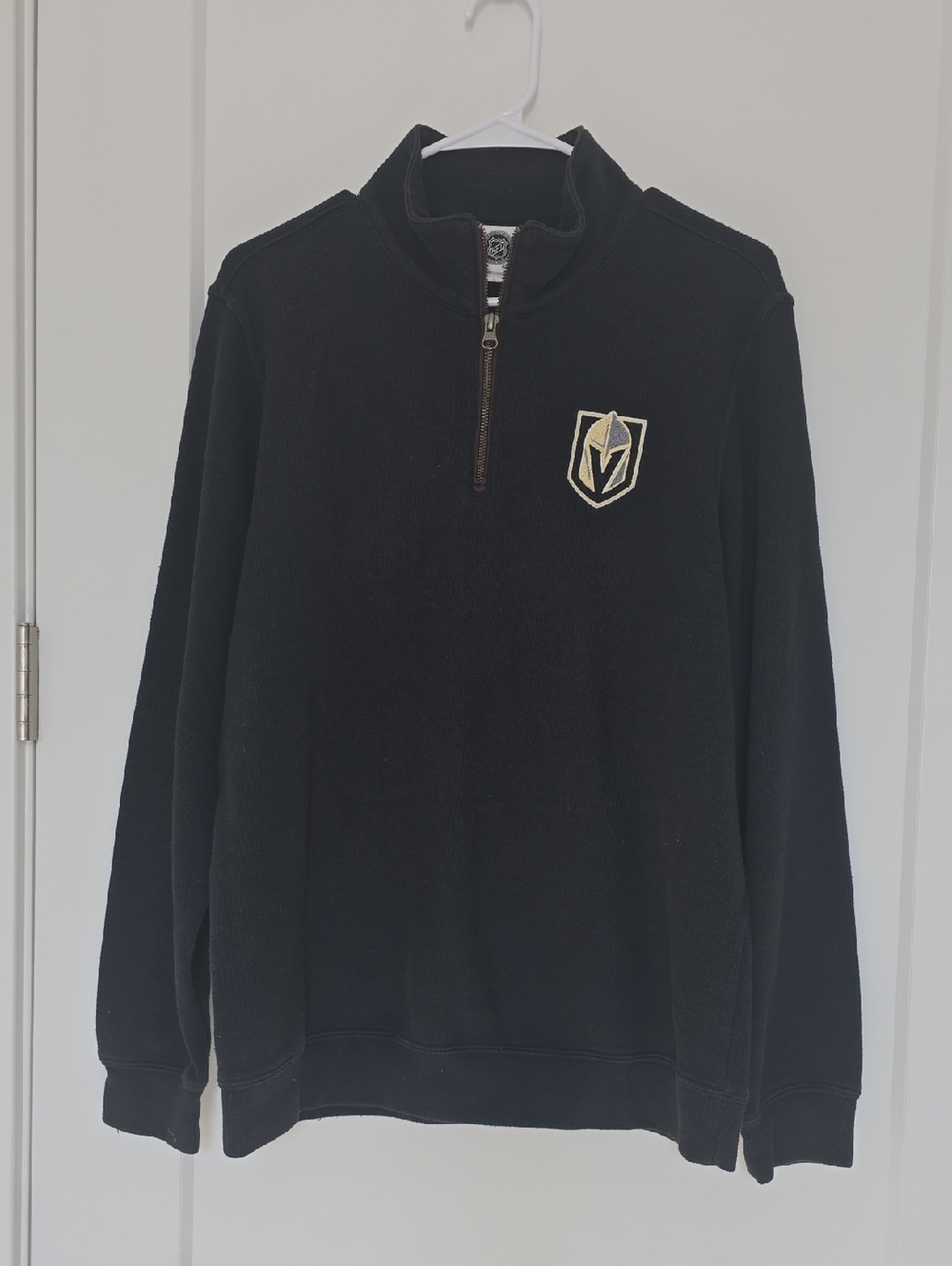 Vegas Golden Knights NHL Black Quarter-Zip Pullover with Gold Crest